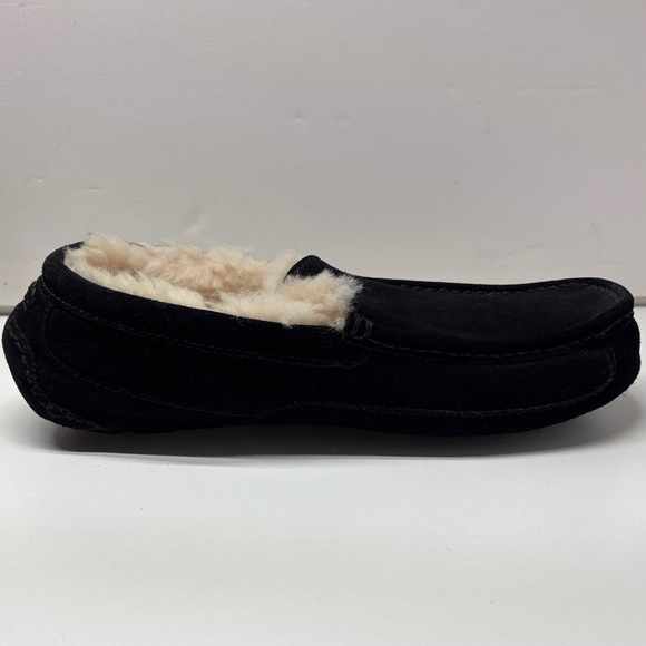 UGG Black Ascot Suede Men's Loafers with Wool Lining - Picture 5 of 12